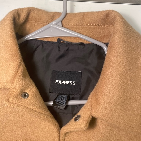 Tan fuzzy express trucker jacket in medium - Picture 2 of 3